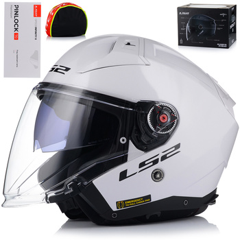 OTWARTY KASK MOTOCYKLOWY LS2 OF603 BIAŁY POŁYSK + PINLOCK ANTYPARA + BLENDA