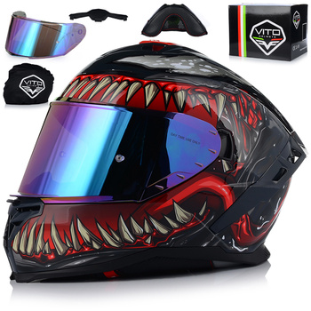 KASK MOTOCYKLOWY | VITO PRESTO MONSTER | INTEGRALNY + TĘCZOWA SZYBA + BLENDA