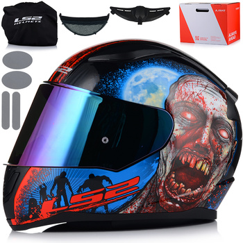 KASK MOTOCYKLOWY LS2 FF353 RAPID II ZOMBIE 06 + LUSTRZANKA TĘCZOWA SZYBA