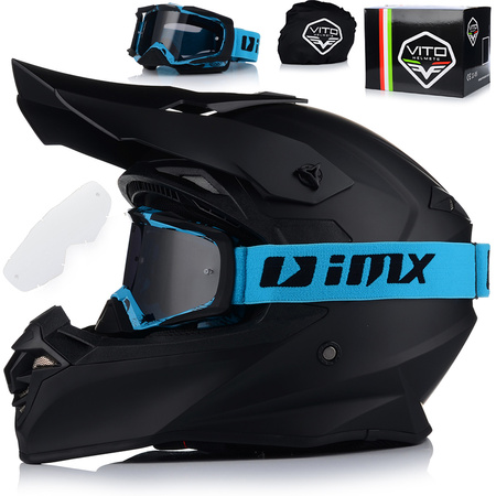 KASK MOTOCYKLOWY | VITO TIVOLI + GOGLE IMX | OFF-ROAD ENDURO CROSS QUAD