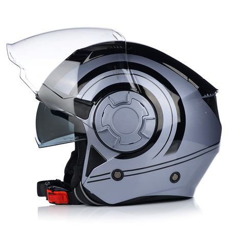 KASK MOTOCYKLOWY | VITO ISOLA GREY | OTWARTY POŁYSK SKUTER CHOPPER + BLENDA