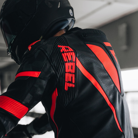 KURTKA MOTOCYKLOWA | REBELHORN REBEL BLK/RED | MĘSKA SKÓRZANA GARB + GRATISY