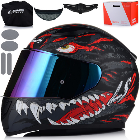 KASK MOTOCYKLOWY LS2 FF353 RAPID II KAIJU 06 + LUSTRZANKA TĘCZOWA SZYBA