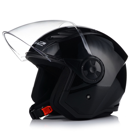 OTWARTY KASK MOTOCYKLOWY LS2 OF616 AIRFLOW II CZARNY POŁYSK SKUTER CHOPPER