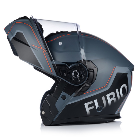 KASK MOTOCYKLOWY | VITO FURIO GREY MAT | BIAŁY SZCZĘKOWY + PINLOCK + BLENDA XL