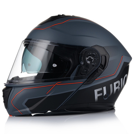 KASK MOTOCYKLOWY VITO FURIO SZARY MAT SZCZĘKOWY + INTERKOM VITO BLUETOOTH
