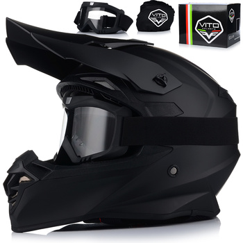 KASK MOTOCYKLOWY | VITO TIVOLI MATT | OFF-ROAD ENDURO CROSS QUAD ATV + GOGLE