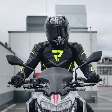 KURTKA MOTOCYKLOWA | REBELHORN FIGHTER FLUO | MĘSKA SKÓRZANA SPORT + GRATIS