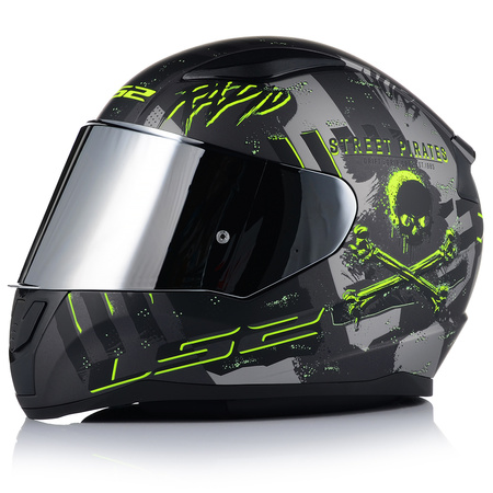 KASK MOTOCYKLOWY LS2 FF353 RAPID II PIRATES ECE 22.06 + LUSTRZANA SZYBA