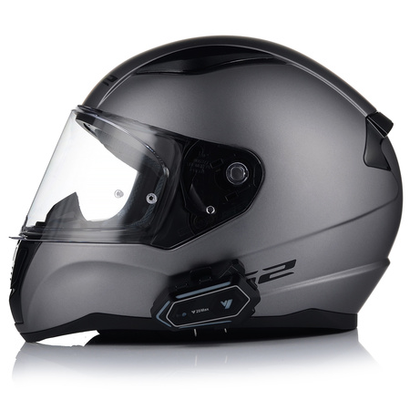 KASK MOTOCYKLOWY LS2 FF353 RAPID II SZARY MATT + INTERKOM VITO BLUETOOTH