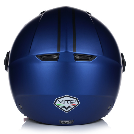 KASK MOTOCYKLOWY OTWARTY | VITO MODA RETRO BLUE | SKUTER CHOPPER ECE 22.06