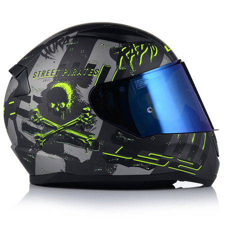 KASK MOTOCYKLOWY LS2 FF353 RAPID II PIRATES ECE 22.06 + NIEBIESKA SZYBA