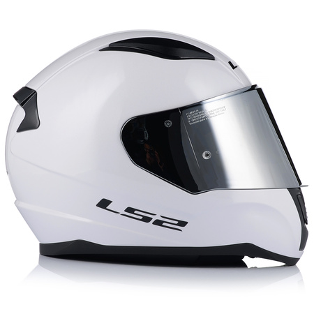 KASK MOTOCYKLOWY LS2 FF353 RAPID II BIAŁY POŁYSK ECE 22.06 + LUSTRZANA SZYBA