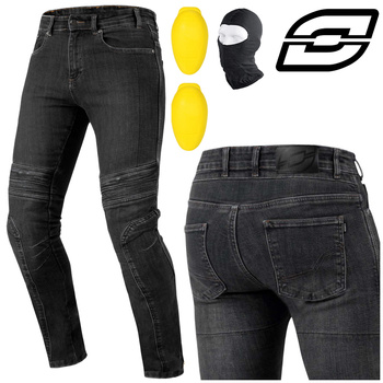SPODNIE MOTOCYKLOWE | OZONE HORNET BLACK | MĘSKIE JEANSY ARAMIDOWE + GRATIS