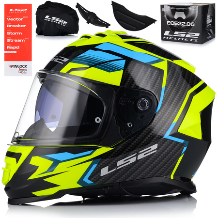 KASK MOTOCYKLOWY LS2 FF800 STORM II TRACKER + PINLOCK + BLENDA ECER 22.06