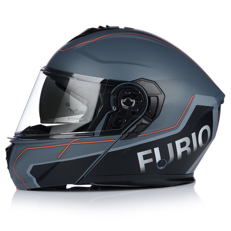 KASK MOTOCYKLOWY | VITO FURIO GREY MAT | BIAŁY SZCZĘKOWY + PINLOCK + BLENDA XL