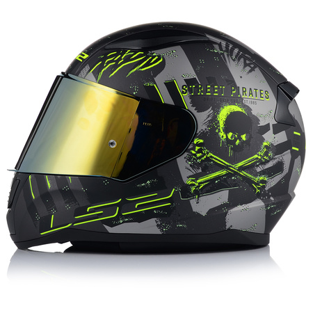 KASK MOTOCYKLOWY LS2 FF353 RAPID II PIRATES ECE 22.06 + ZŁOTA SZYBA