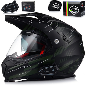 KASK MOTOCYKLOWY VITO MOLINO MAT ENDURO CROSS QUAD ATV + INTERKOM + BLENDA