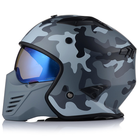 KASK MOTOCYKLOWY OTWARTY | VITO BRUZANO MATT | ODPINANA SZCZĘKA  + 2x SZYBA