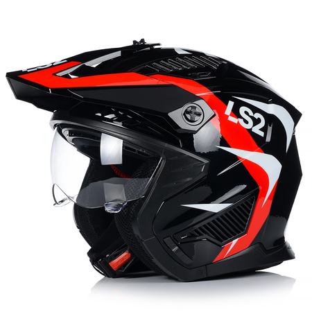 KASK MOTOCYKLOWY 4w1 LS2 OF606 TRIAL ODPINANA SZCZĘKA + DASZEK + 2x SZYBA