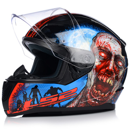 KASK MOTOCYKLOWY LS2 FF353 RAPID II ZOMBIE RED SYSTEM PINLOCK ECER 22.06