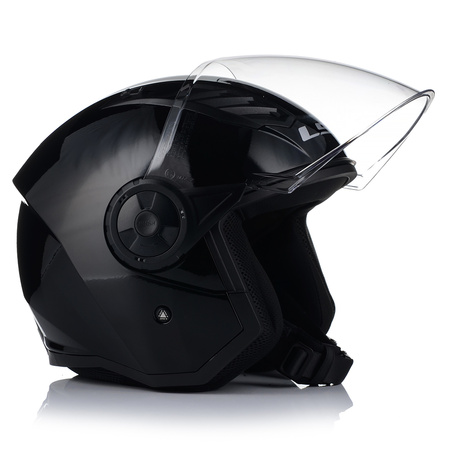 OTWARTY KASK MOTOCYKLOWY LS2 OF616 II CZARNY POŁYSK + INTERKOM  BLUETOOTH 3XL