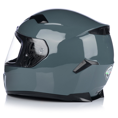 KASK MOTOCYKLOWY | VITO DUOMO | SZARY POŁYSK + INTERKOM 1ST BLUETOOTH