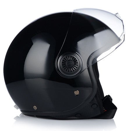 KASK MOTOCYKLOWY OTWARTY | VITO LORETO | CZARNY POŁYSK SKUTER CHOPPER ECE 22.06