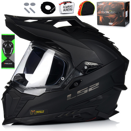 KASK MOTOCYKLOWY LS2 MX701 EXPLORER WŁÓKNO SZKLANE + PINLOCK + BLENDA 22.06