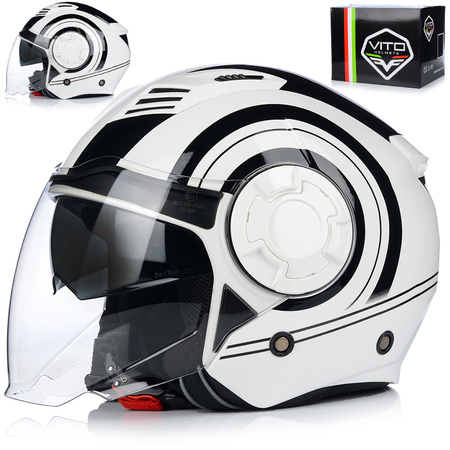 KASK MOTOCYKLOWY | VITO ISOLA JET | OTWARTY BIAŁY SKUTER CHOPPER + BLENDA