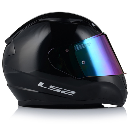 KASK MOTOCYKLOWY LS2 FF353 RAPID II CZARNY POŁYSK ECE 22.06 + TĘCZOWA SZYBA