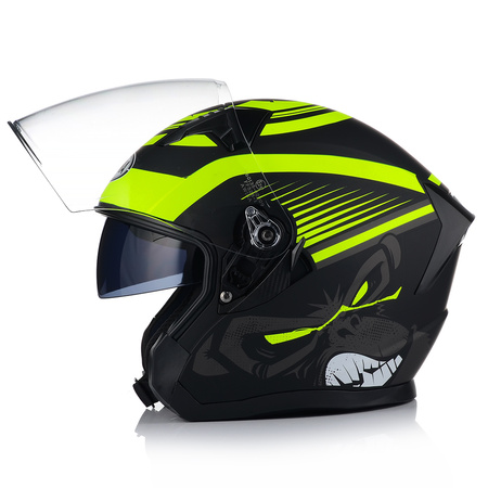OTWARTY KASK MOTOCYKLOWY FLUO MATT SKUTER CHOPPER ECER 22.06 + BLENDA