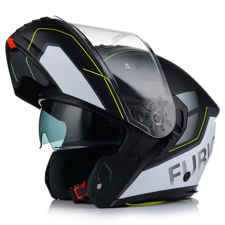 KASK MOTOCYKLOWY VITO FURIO SZARY FLUO SZCZĘKOWY + INTERKOM VITO BLUETOOTH