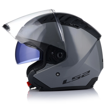 OTWARTY KASK MOTOCYKLOWY LS2 OF600 COOPTER II SZARY POŁYSK 22.06 + BLENDA