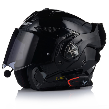 KASK MOTOCYKLOWY LS2 FF901 ADVANT CZARNY POŁYSK + INTERKOM VITO BLUETOOTH