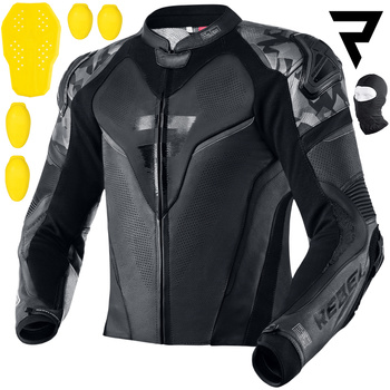 KURTKA MOTOCYKLOWA | REBELHORN REBEL BLACK | MĘSKA SKÓRZANA GARB + GRATISY