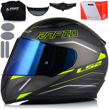 KASK MOTOCYKLOWY LS2 FF353 RAPID II ROKKU ECE 22.06 + NIEBIESKA SZYBA