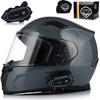 KASK MOTOCYKLOWY | VITO DUOMO | SZARY POŁYSK + INTERKOM 1ST BLUETOOTH
