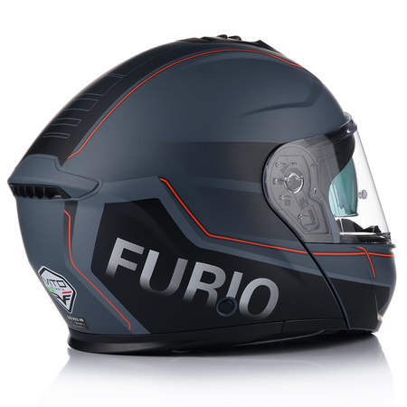 KASK MOTOCYKLOWY VITO FURIO SZARY MAT SZCZĘKOWY + INTERKOM VITO BLUETOOTH