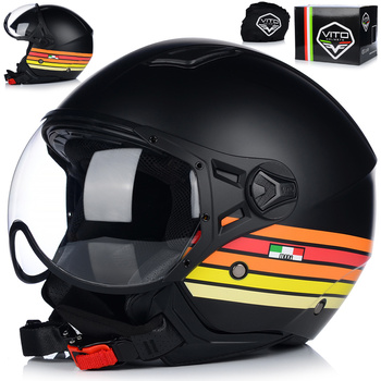 KASK MOTOCYKLOWY OTWARTY | VITO MODA RETRO MAT | SKUTER CHOPPER ECE 22.06