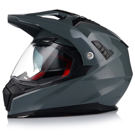KASK MOTOCYKLOWY VITO MOLINO GREY ENDURO CROSS QUAD ATV + INTERKOM + BLENDA