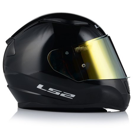 KASK MOTOCYKLOWY LS2 FF353 RAPID II CZARNY POŁYSK ECE 22.06 + ZŁOTA SZYBA