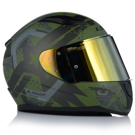 KASK MOTOCYKLOWY LS2 FF353 RAPID II THUNDER BIRDS 22.06 + ZŁOTA SZYBA