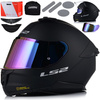KASK MOTOCYKLOWY LS2 FF808 STREAM II CZARNY MAT MĘSKI BLENDA + TĘCZOWA SZYBA