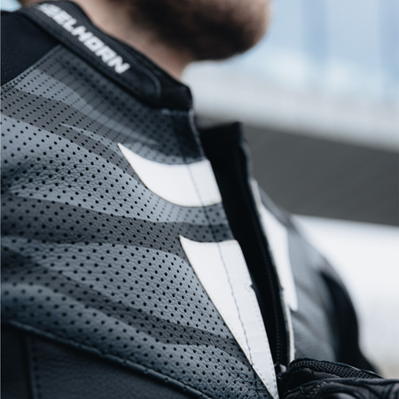 KURTKA MOTOCYKLOWA | REBELHORN VANDAL BLACK/WHT| MĘSKA SKÓRZANA + GRATISY