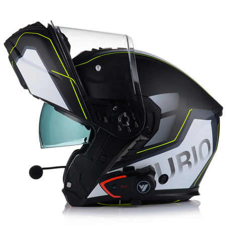 KASK MOTOCYKLOWY VITO FURIO FLUO GREY SZCZĘKOWY + INTERKOM VITO BLUETOOTH 2XL