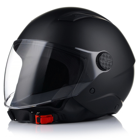 KASK MOTOCYKLOWY OTWARTY VITO UNO CZARNY MATT SKUTER CHOPPER  + 2x SZYBA