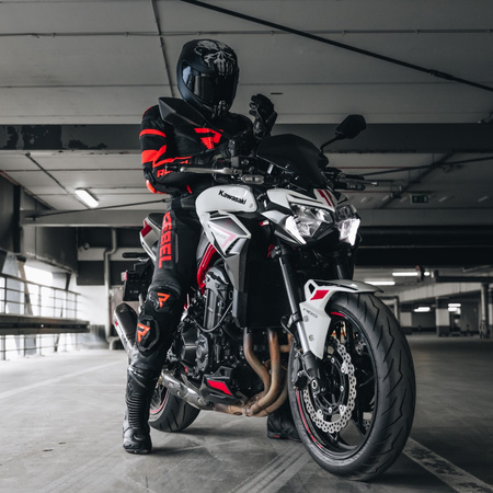 KURTKA MOTOCYKLOWA | REBELHORN REBEL BLK/RED | MĘSKA SKÓRZANA GARB + GRATISY