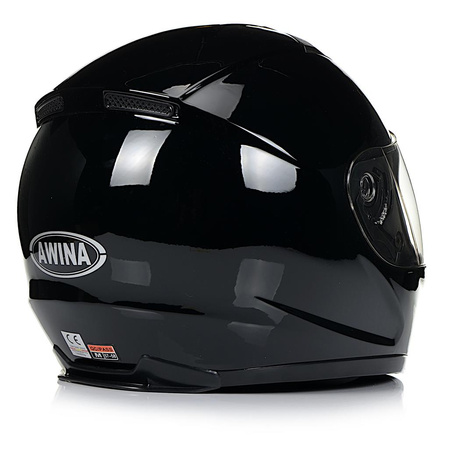 INTEGRALNY KASK MOTOCYKLOWY ZAMKNIĘTY NA MOTOR SKUTER AWINA CZARNY POŁYSK