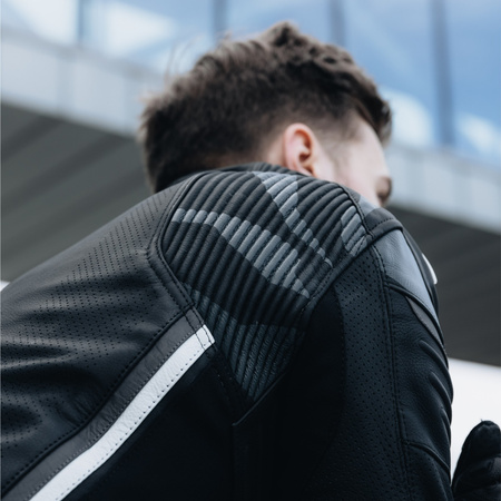 KURTKA MOTOCYKLOWA | REBELHORN VANDAL BLACK/WHT| MĘSKA SKÓRZANA + GRATISY